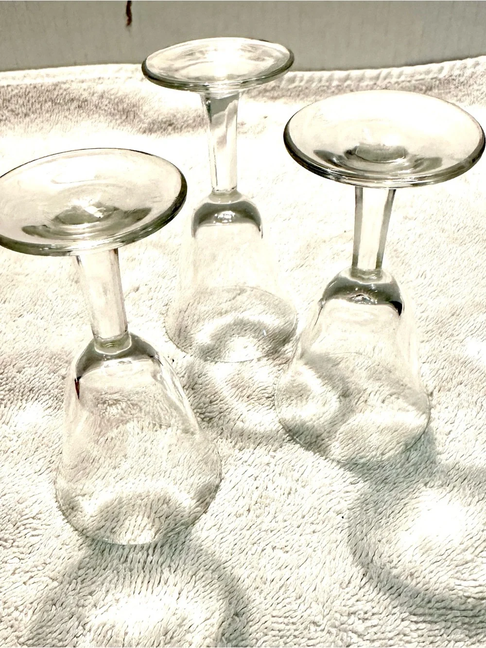 Clear Vintage Crystal Glass Stemware Wine Sherry Glasses - Set of 3  4” tall